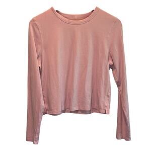 Lululemon Cropped Pink Long Sleeve Tee - size Medium